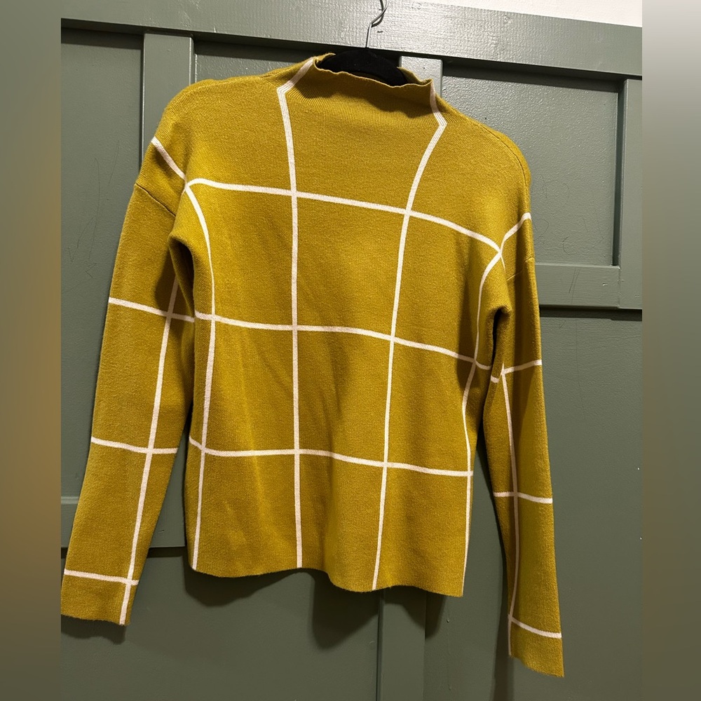 Lime green plaid sweater size xs